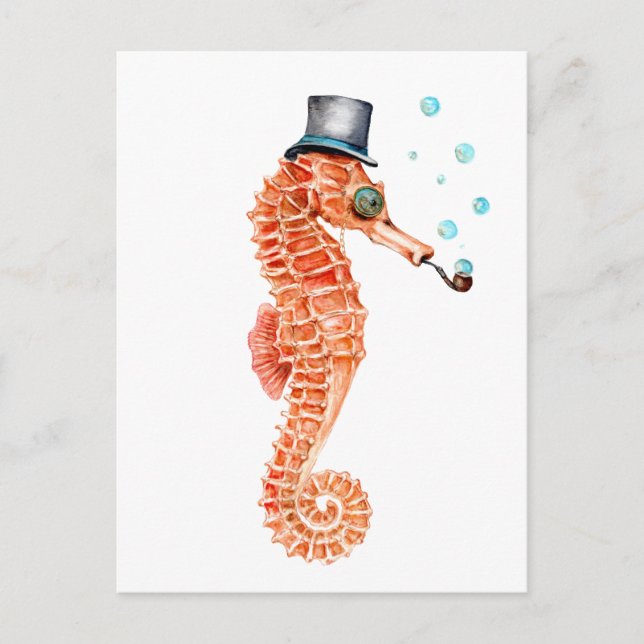 Carte Postale Cheval marin Steampunk (Devant)