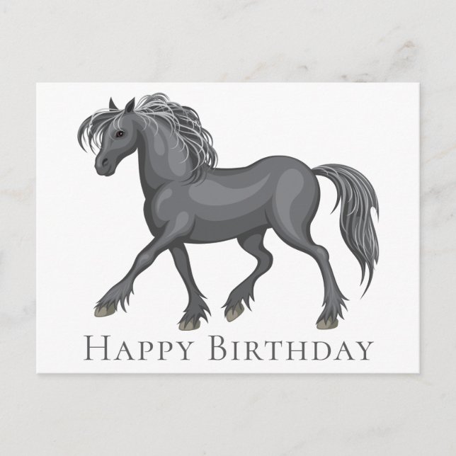Carte Postale Cheval mignon Joyeux Anniversaire Pony Chevaux équ (Devant)