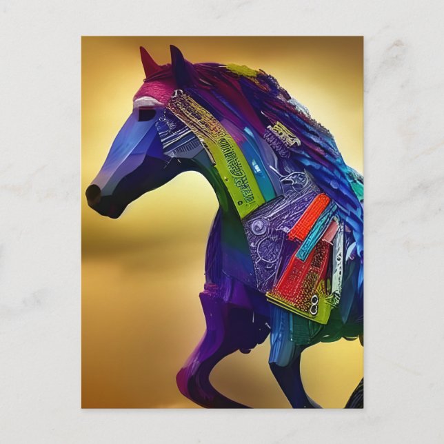 Carte postale Cheval multimédia mixte (Devant)