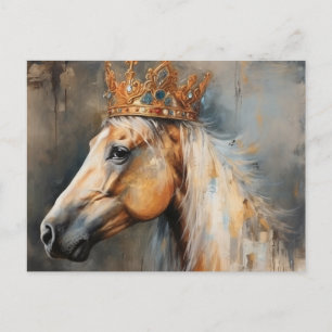 Carte Postale Cheval Palomino avec couronne