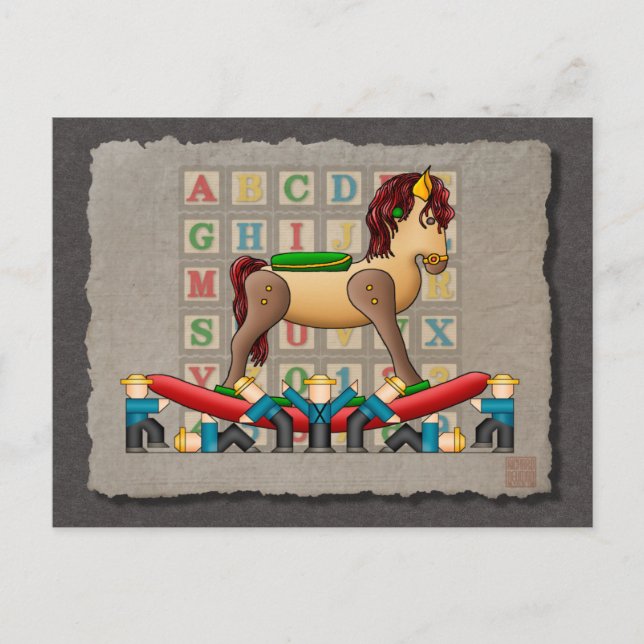 Carte Postale Cheval Rocking Amish (Devant)