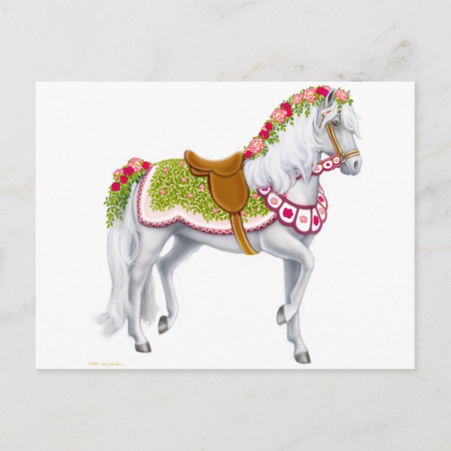 Carte postale Cheval Rose (Devant)