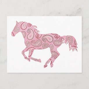Carte Postale Cheval rose Paisley