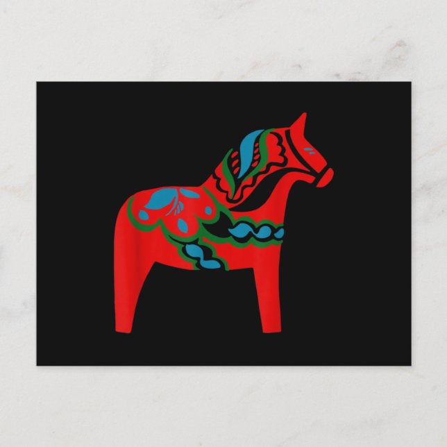 Carte Postale Cheval suédois Dala Suède Cheval dalécarlien rouge (Devant)
