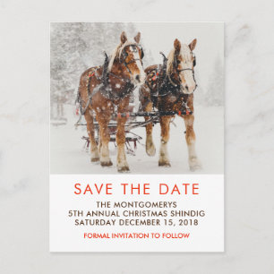 Carte Postale Cheval tiré Sleigh Scène de Noël Enregistrer la da