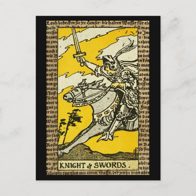 Carte Postale Chevalier des épées Tarot (Devant)