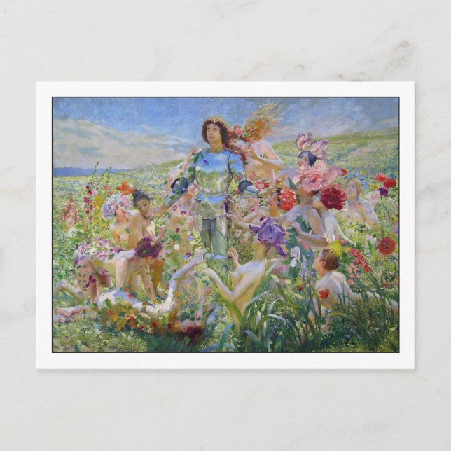 Carte Postale Chevalier des Fleurs par Rochegrosse (Devant)