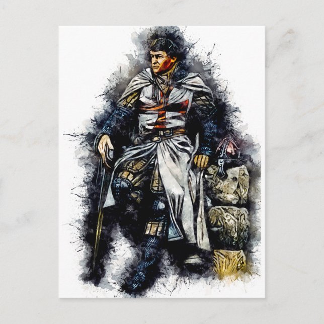 Carte Postale Chevalier Température / Croisés / Aquarelle Art (Devant)