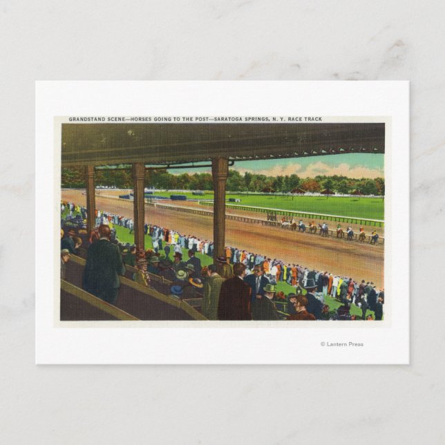 Carte Postale Chevaux Aller à la poste sur la piste de course (Devant)