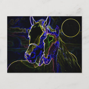 Carte Postale Chevaux Blacklight