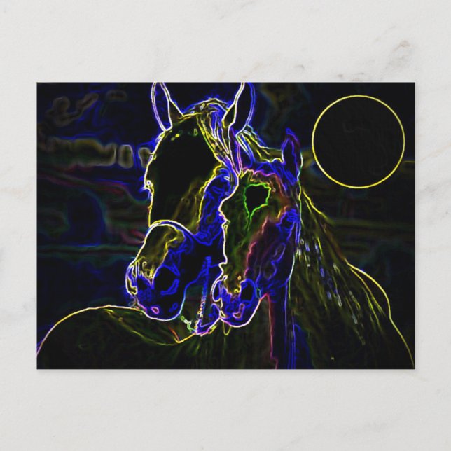 Carte Postale Chevaux Blacklight (Devant)