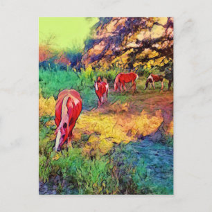 Carte Postale Chevaux dans un pâturage