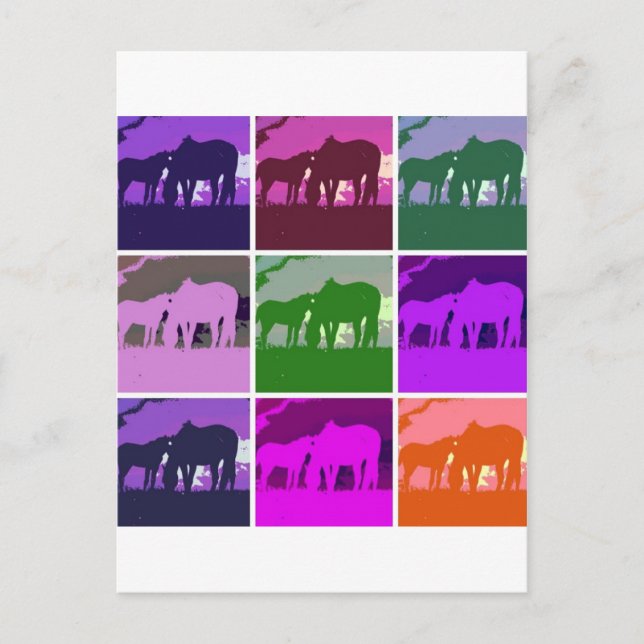 Carte Postale Chevaux d'art pop (Devant)