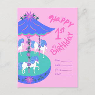 Carte Postale Chevaux de carrousel 1er anniversaire