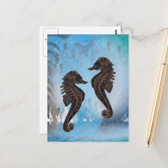 Carte Postale Chevaux de mer (Devant/Arrière en situation)