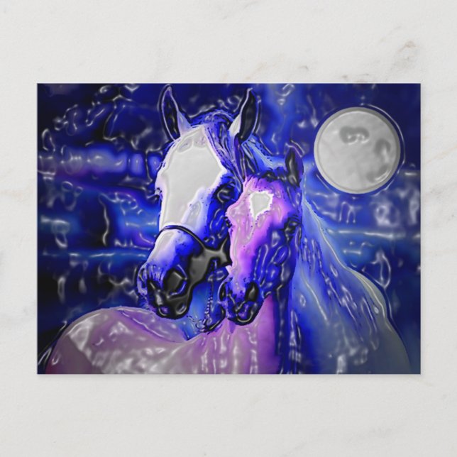 Carte Postale Chevaux et nuit (Devant)