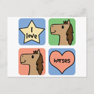 Carte Postale Chevaux mignons d'amour du clipart (images