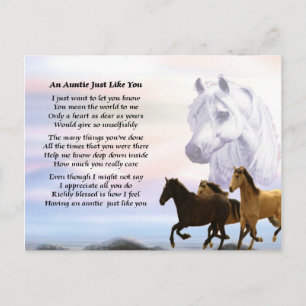 Carte Postale Chevaux Poem de Tante