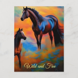 Carte Postale Chevaux sauvages