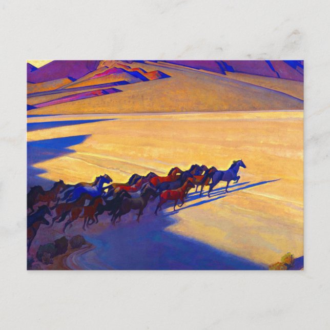 Carte Postale Chevaux sauvages du Nevada, 1927 par Maynard Dixon (Devant)