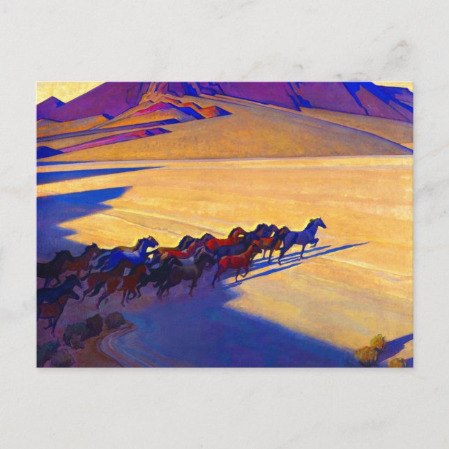 Carte Postale Chevaux sauvages du Nevada par Maynard Dixon (Devant)