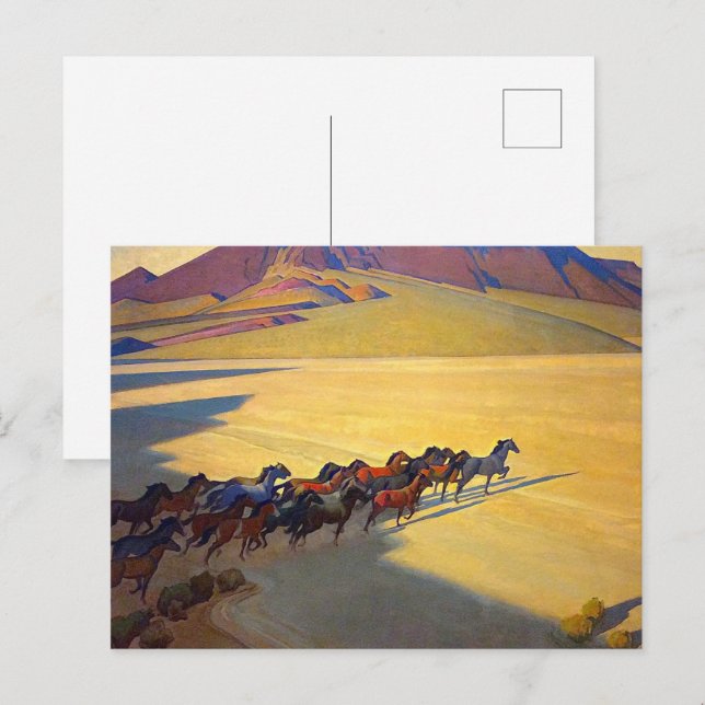 Carte Postale Chevaux sauvages du Nevada par Maynard Dixon (Devant / Derrière)