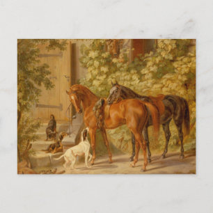 Carte Postale Chevaux Vintages au Porch Albrecht Adam