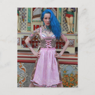 Carte Postale Cheveux bleu et tatouages