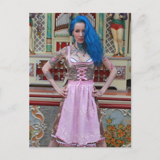 Carte Postale Cheveux bleu et tatouages (Devant)