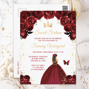 Carte Postale Cheveux de brunette rouge Bourgogne Princesse Swee