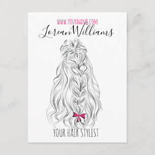 Carte Postale cheveux longs ondulés avec un arc Hairstyling marq