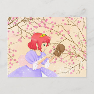 Carte Postale Cheveux rouges Princesse et écureuil