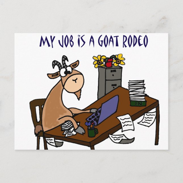 Carte Postale Chèvre amusante à l'Humour de travail Rodéo de chè (Devant)