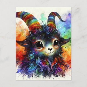 Carte Postale Chèvre colorée adorable