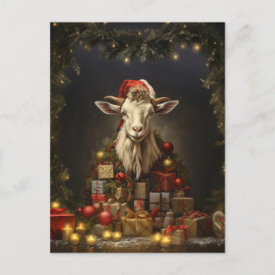 Carte Postale Chèvre de Noël Père Noël