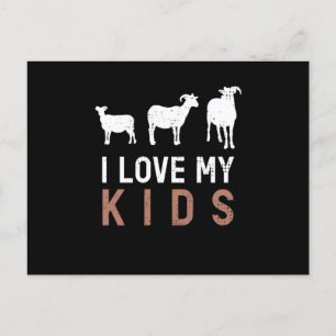 Carte Postale Chèvre J'Aime Mes Enfants Chèvres