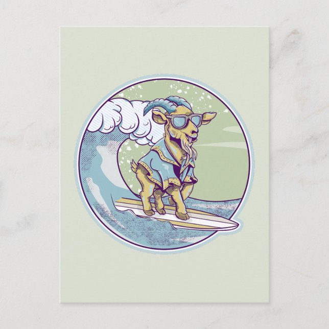 Carte Postale Chèvre surf (Devant)