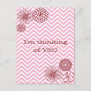 Carte Postale Chevron Floral rose moderne Texte personnalisé