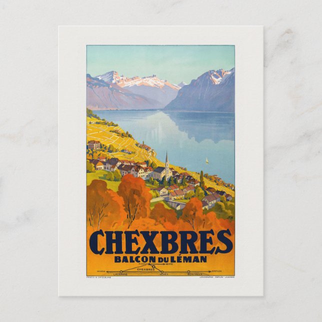 Carte Postale Chexbres Poster vintage 1923 (Devant)