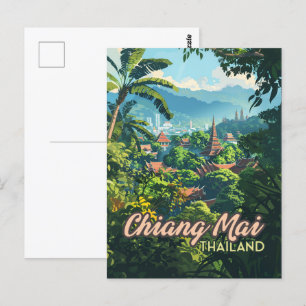 Carte Postale Chiang Mai Thaïlande Asie Temples Monts Vintages