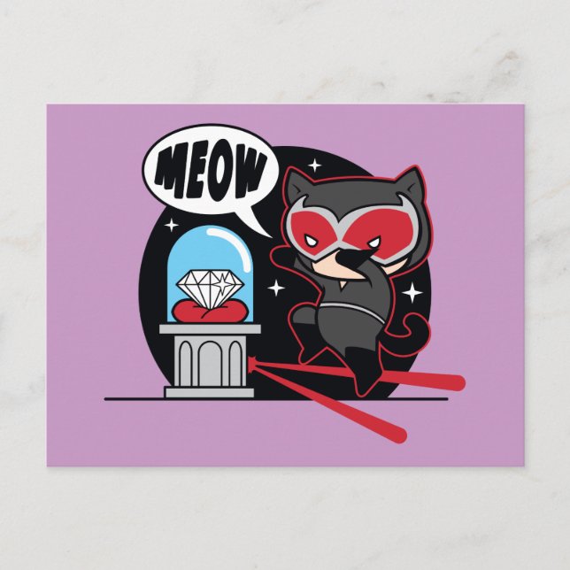 Carte Postale Chibi Catwoman à voler un diamant (Devant)