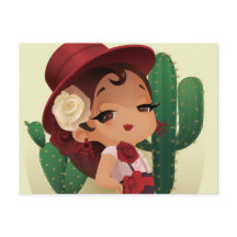 Chibi flamenco en espagnol casquette et cactus
