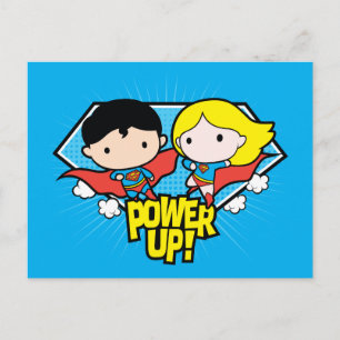 Carte Postale Chibi Superman & Chibi Supergirl Power Up!