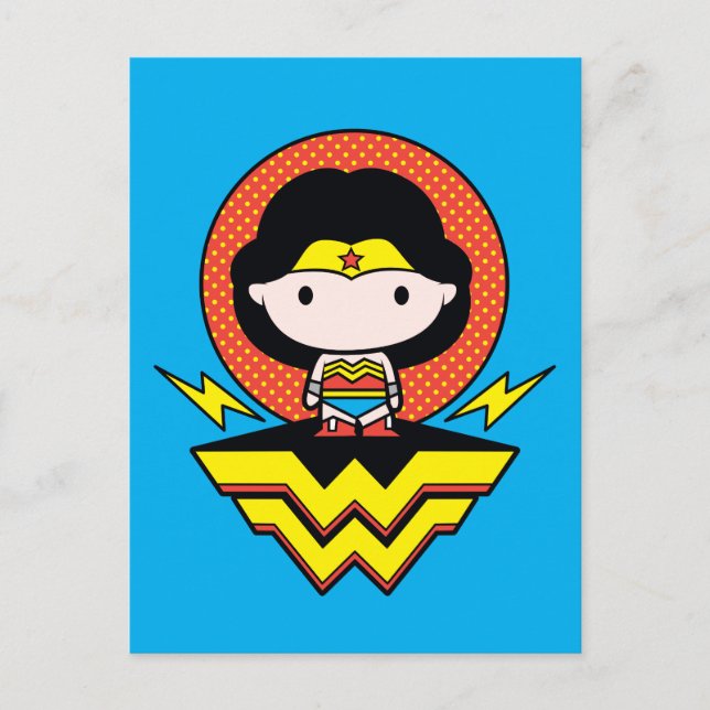 Carte Postale Chibi Wonder Woman avec Pois et logo (Devant)
