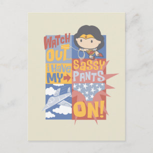 Carte Postale Chibi Wonder Woman J'Ai Mes Pantalons Sassy En T