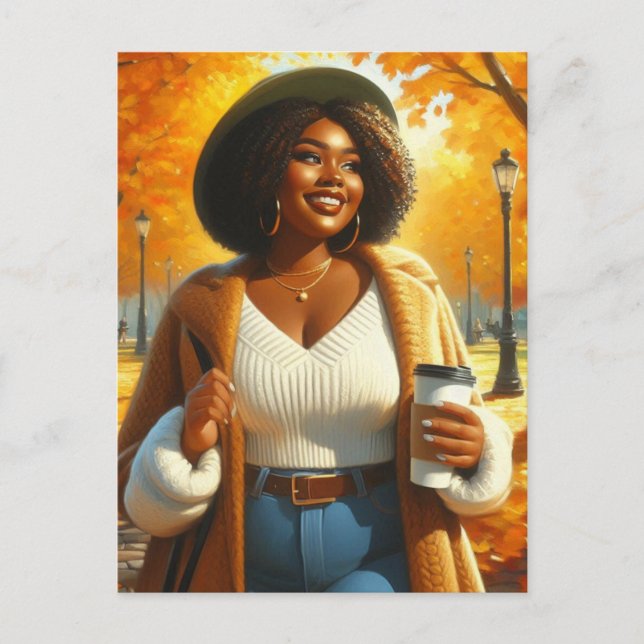 Carte Postale Chic Africaine Américaine Thanksgiving | Automne (Devant)