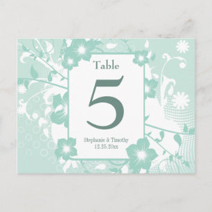 Carte Postale Chic aqua turquoises tourbillons floraux Numéro de
