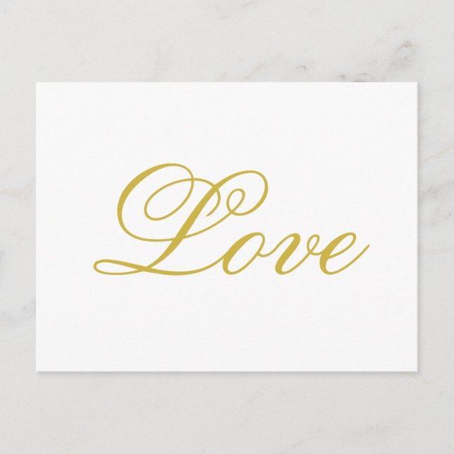 Carte Postale Chic Écriture Dorée Mariage Amour Blanc Calligraph (Devant)