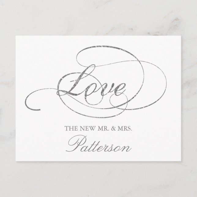 Carte Postale Chic Faux Mariage  Merci argent Modèle (Devant)
