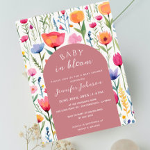 Chic Floral Blush Rose Baby shower Girl